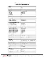 Preview for 2 page of CyberPower 1085 Specification Sheet