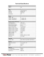 Предварительный просмотр 2 страницы CyberPower 649532008803 Specification Sheet