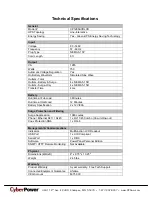 Предварительный просмотр 2 страницы CyberPower 649532012855 Specification Sheet