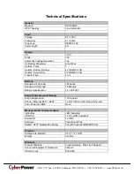 Предварительный просмотр 2 страницы CyberPower 649532811007 Specification Sheet