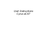 Preview for 1 page of Cyrus aCA7 User Instructions