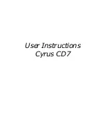 Cyrus CD7 User Instructions preview