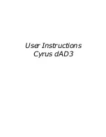 Preview for 1 page of Cyrus dAD3 User Instructions