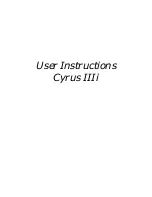 Preview for 1 page of Cyrus IIIi User Instructions