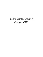 Preview for 1 page of Cyrus XPA User Instructions