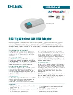 D-Link 802.11g Wireless LAN USB Adapter DWL-G122 Technical Specifications preview