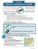 Preview for 1 page of D-Link AirPlusXtremeG DWL-G650 Quick Installation Manual