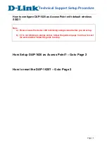 Preview for 1 page of D-Link DAP-1620 Technical Support Setup Procedure