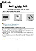 Предварительный просмотр 3 страницы D-Link DES-1016A/C1A Quick Installation Manual