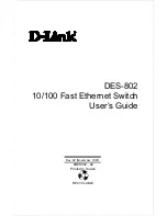 Preview for 1 page of D-Link DES-802 - Switch User Manual