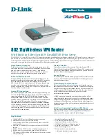 D-Link DI-824VUP+ 2.4GHz Wireless VPN Router and Print Server Brochure & Specs preview