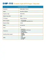 Preview for 2 page of D-Link DMP-110 - 32 MB Digital Player Specifications