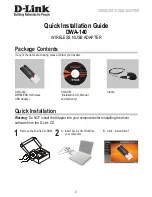 Предварительный просмотр 2 страницы D-Link DWA140 - RANGE BOOSTER N USB ADAPTOR Quick Install Manual