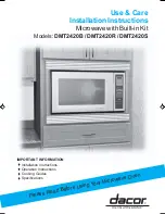 Dacor DMT2420 Use & Care Installation Instructions предпросмотр