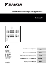 Preview for 1 page of Daikin RoCon UFH Installation And Operating Manual