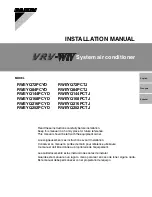 Предварительный просмотр 1 страницы Daikin RWEYQ72PCYD Installation Manual