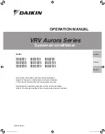 Preview for 1 page of Daikin VRV Aurora Series Operation Manual