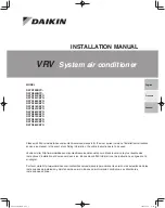 Предварительный просмотр 1 страницы Daikin VRV RXYQ72XBYC Series Installation Manual