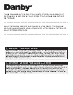 Preview for 2 page of Danby DAC060EB2GDB Owner'S Use And Care Manual