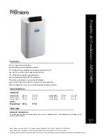 Danby Premiere DPAC9009 Specification Sheet preview