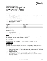 Preview for 1 page of Danfoss VLT LCP 11 Installation Instructions Manual