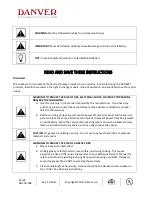 Preview for 3 page of Danver 1300 CFM DOHC Series Installation Instructions & Use & Care Manual