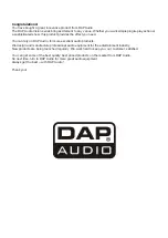 Предварительный просмотр 2 страницы DAPAudio Vision 1600 Product Manual