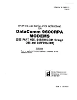 Предварительный просмотр 1 страницы DataComm 9600RPA Operating And Installation Instructions