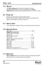 Preview for 12 page of Days BE05W Assembly And Operating Manual