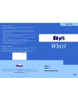 Preview for 1 page of Days Whirl TR User Manual