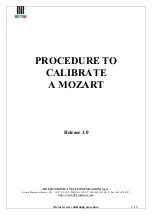 Preview for 1 page of DB Elettronica Telecomunicazioni MOZART 1000 Calibration Manual