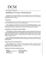 Предварительный просмотр 1 страницы Dcm HalfTime Owner'S Instructions