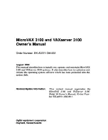 Preview for 2 page of DEC MicroVAX 3100 Owner'S Manual