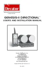 Decatur Electronics GENESIS-II DIRECTIONAL User And Installation Manual preview