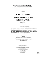 Предварительный просмотр 1 страницы Decca Communications KW 1000 Instruction Manual