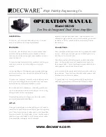 Предварительный просмотр 1 страницы Decware Decware SE34-I Operation Manual