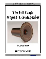 Decware Project-X FRX Owner'S Manual preview