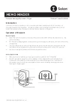 Preview for 1 page of Defender Solon MEMO MINDER Quick Start Manual