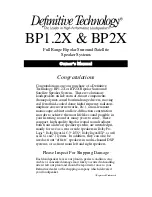 Definitive Technology BP1.2X Owner'S Manual preview