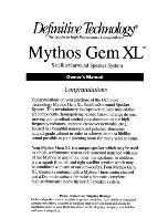 Definitive Technology Mythos Gem XL Owner'S Manual предпросмотр