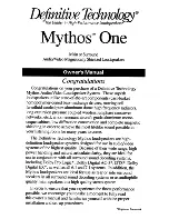 Definitive Technology Mythos One Owner'S Manual preview