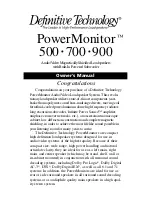 Preview for 1 page of Definitive Technology PowerMonitor 700 Owner'S Manual