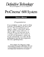 Definitive Technology ProCenter 600 Owner'S Manual предпросмотр