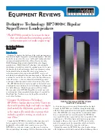 Предварительный просмотр 1 страницы Definitive Technology SuperTower BP7000SC Equipment Reviews