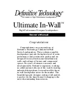 Предварительный просмотр 1 страницы Definitive Technology UIW 55 Owner'S Manual