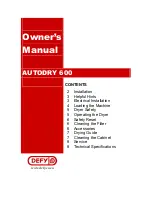 Preview for 1 page of Defy AUTODRY 600 Owner'S Manual