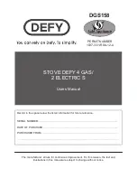 Preview for 1 page of Defy DGS158 User Manual