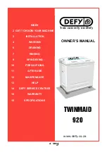 Defy TWINMAID 920 Owner'S Manual предпросмотр