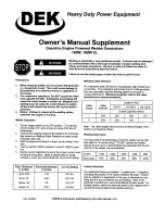 Preview for 1 page of DEK 180W Owner'S Manual Supplement