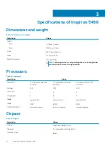 Preview for 10 page of DEL Inspiron 5490 Setup And Specifications